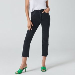 Denim forum arlo high rise straight jeans in black eyeliner